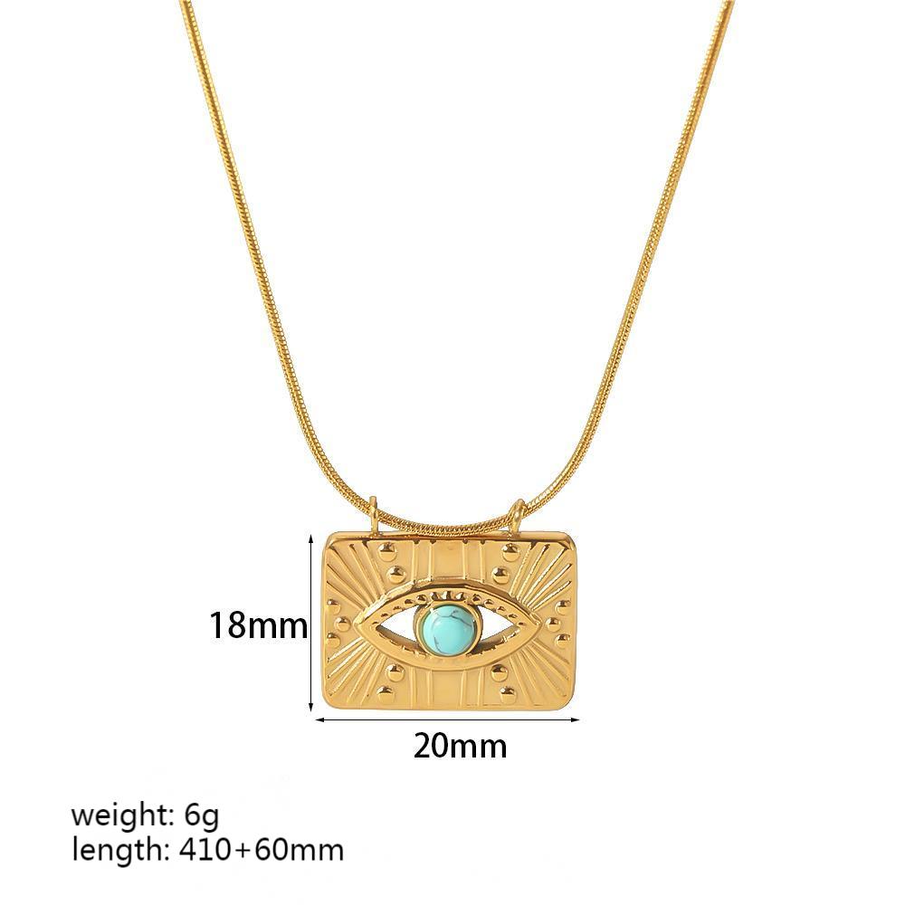 Casual Streetwear Eye Rectangle Stainless Steel  Necklace