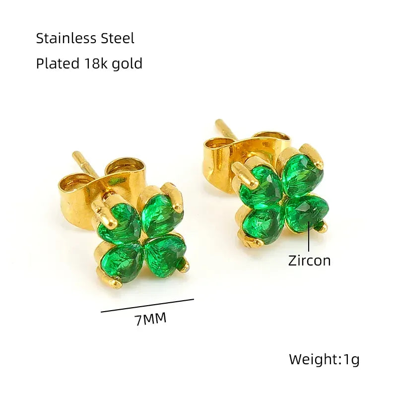 Elegant Classical Vintage Style Flower Bow Knot Plating Inlay Stainless Steel Zircon 18k Gold Plated Ear Studs