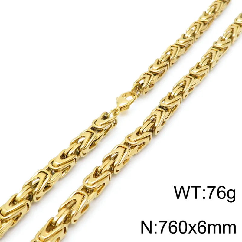 Hip-Hop Retro Solid Color Titanium Steel Plating Gold Plated Necklace