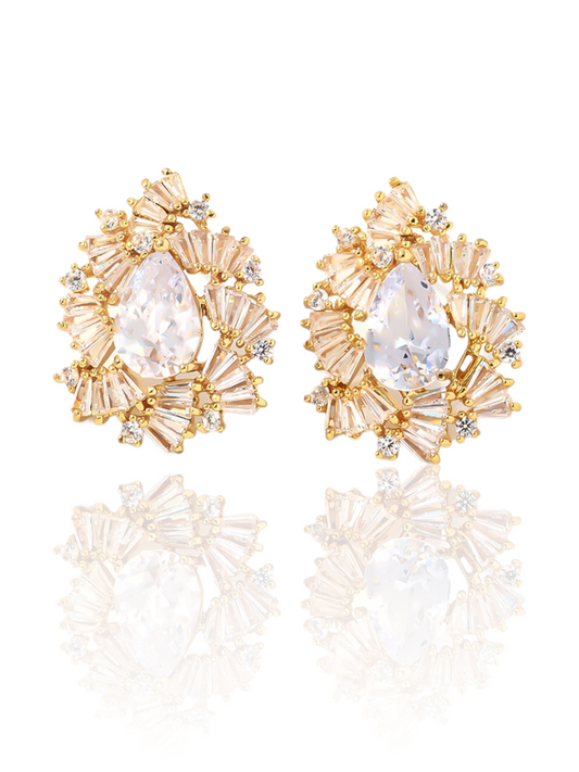 Casual Simple Style Irregular Plating Inlay Copper Zircon White Gold Plated Gold Plated Ear Studs