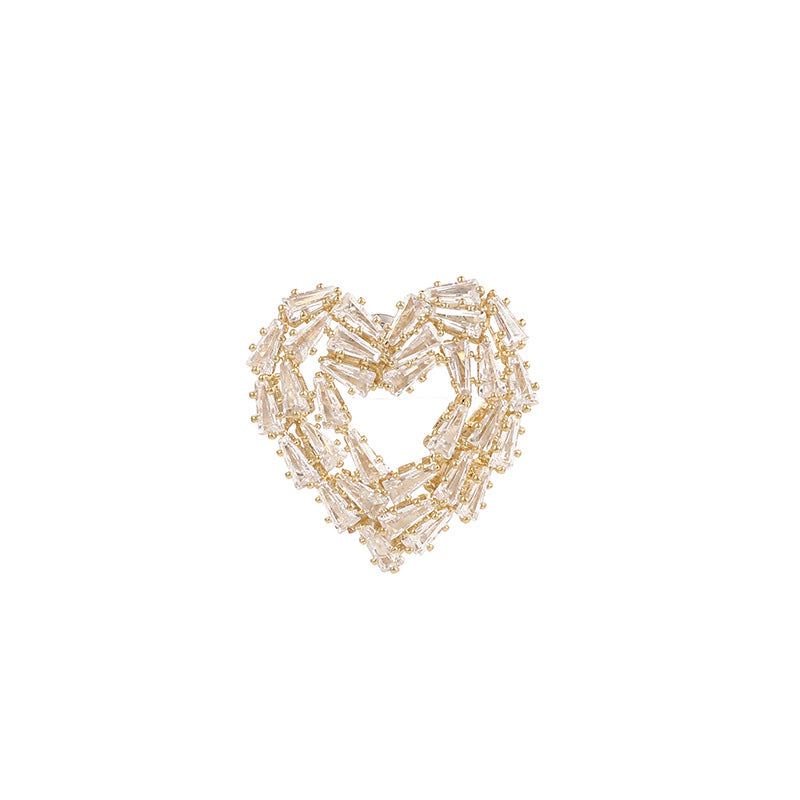 Jewelry Retro Heart Shape Alloy Rhinestones Plating Inlay Ear Studs, pack of 2 pairs