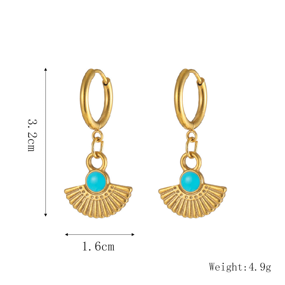 Classic Style Solid Color Plating Stainless Steel Gold Plated Drop Earrings
