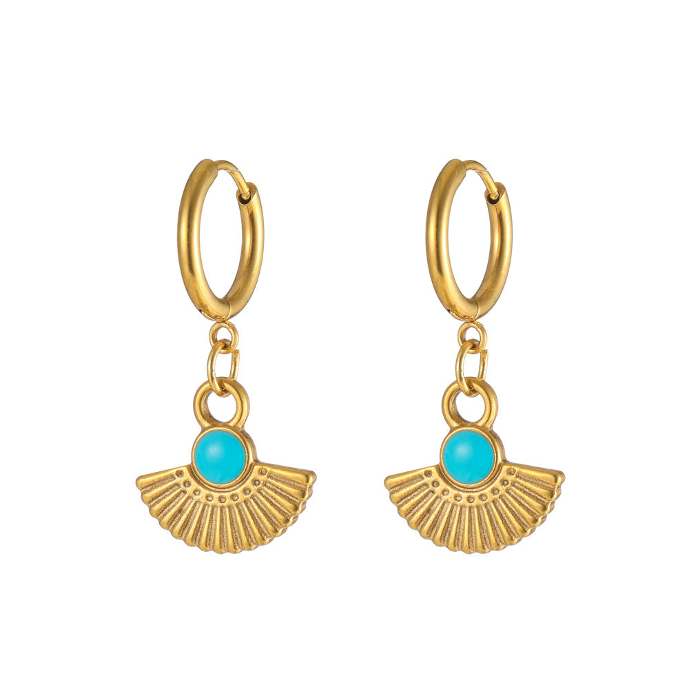 Classic Style Solid Color Plating Stainless Steel Gold Plated Drop Earrings