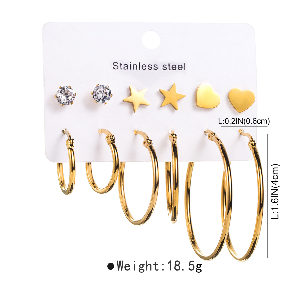 1 Set Modern Style Simple Style Solid Color Stainless Steel Earrings