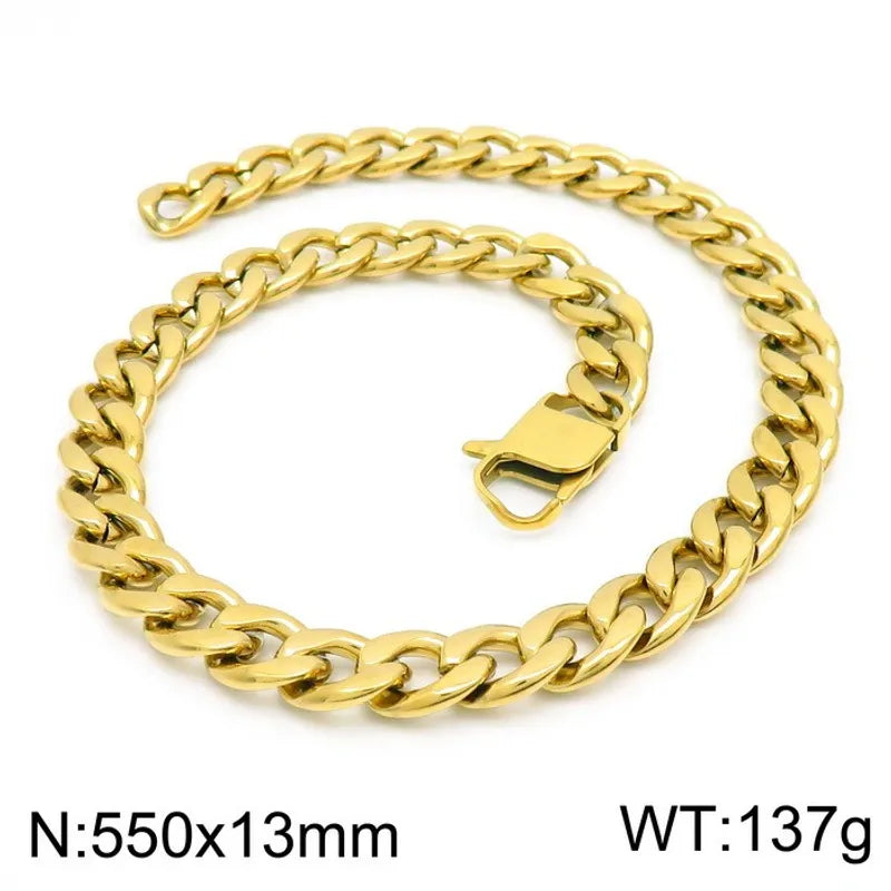 Simple Style Classic Style Solid Color Titanium Steel Chain 18K Gold Plated Men's Necklace Bracelet