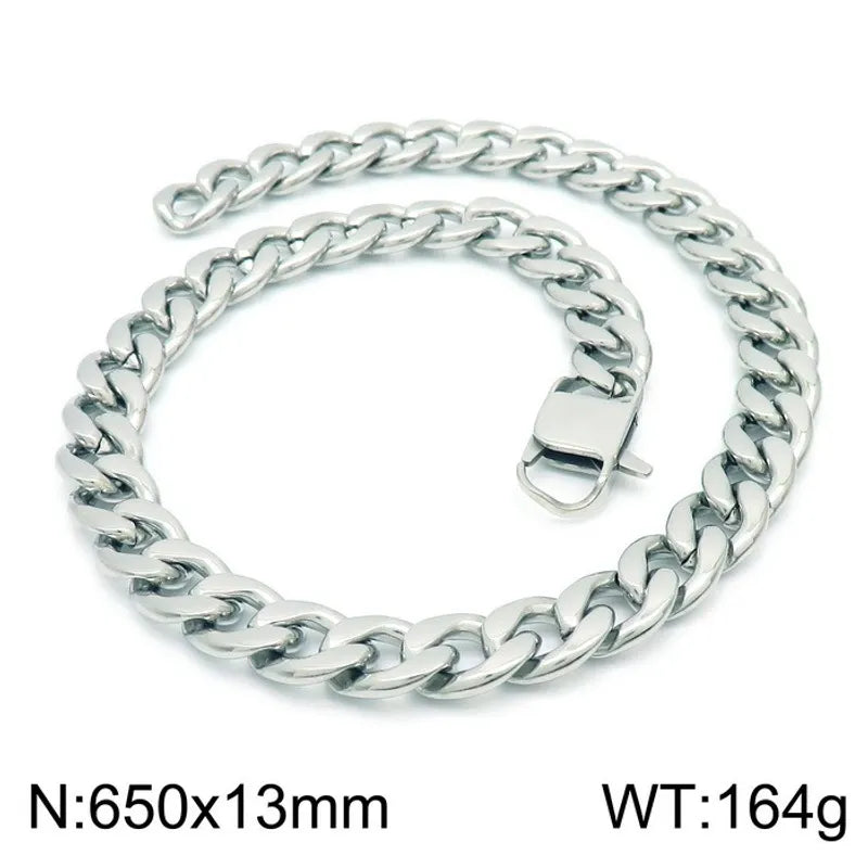 Simple Style Classic Style Solid Color Titanium Steel Chain 18K Gold Plated Men's Necklace Bracelet