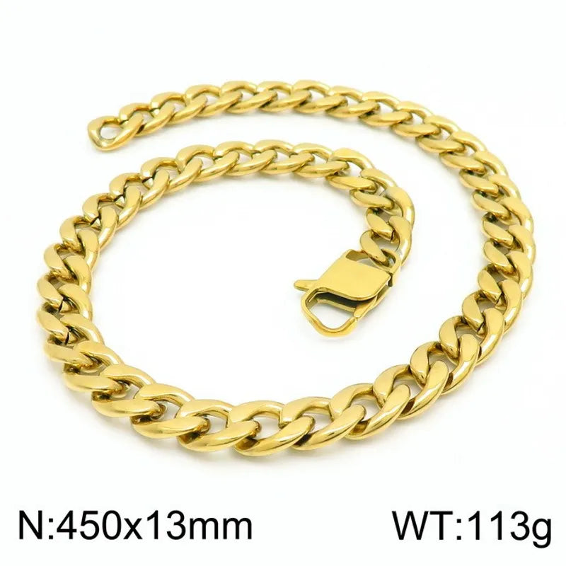 Simple Style Classic Style Solid Color Titanium Steel Chain 18K Gold Plated Men's Necklace Bracelet