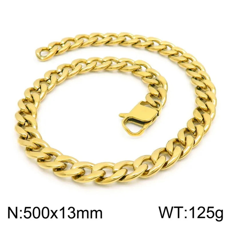 Simple Style Classic Style Solid Color Titanium Steel Chain 18K Gold Plated Men's Necklace Bracelet