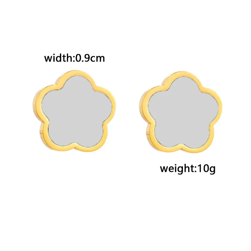 Simple Style Flower Plating Inlay Stainless Steel Titanium Steel Shell Gold Plated Silver Plated Ear Studs