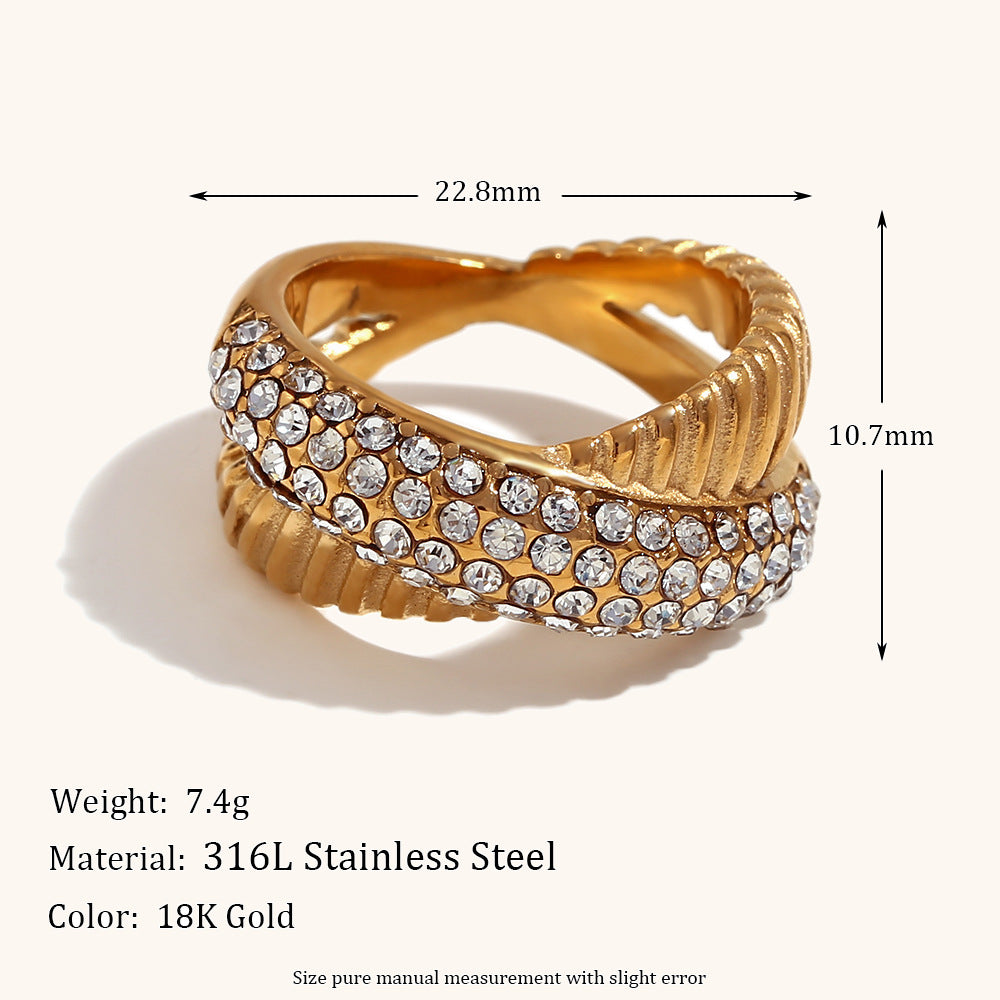 X Stainless Steel Inlay Zircon Rings