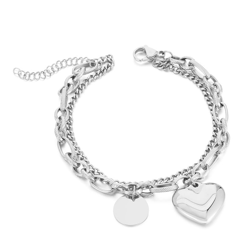 Basic Heart Shape Titanium Steel Plating Gold Plated Bracelets