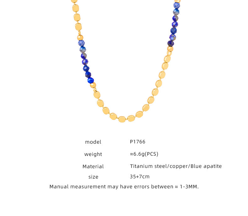 Natural Stone Titanium Steel Beaded Necklace