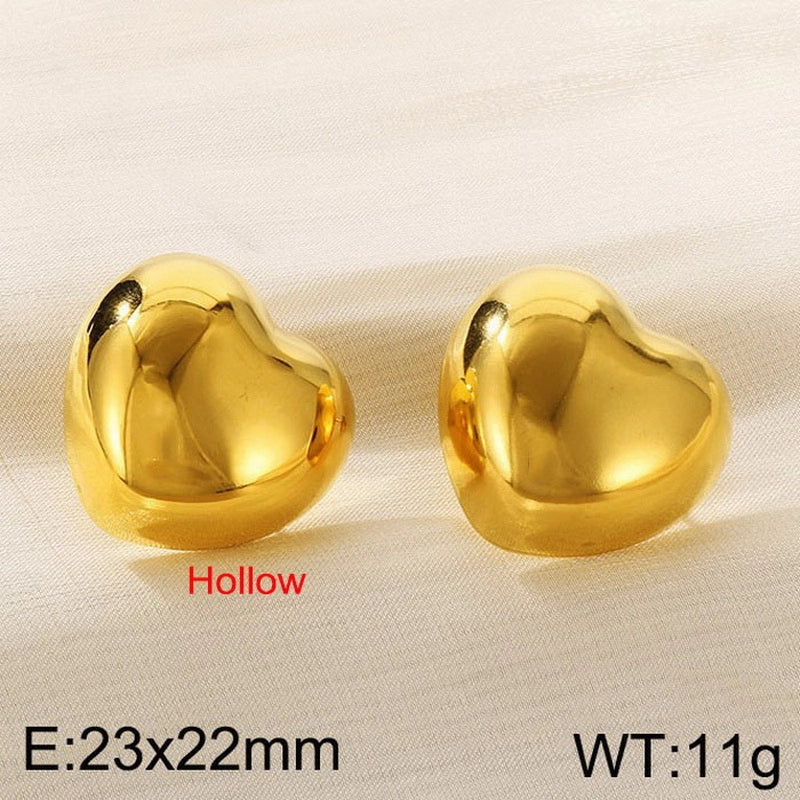 Wholesale Korean Style Heart Shape Titanium Steel Plating Stud Earrings