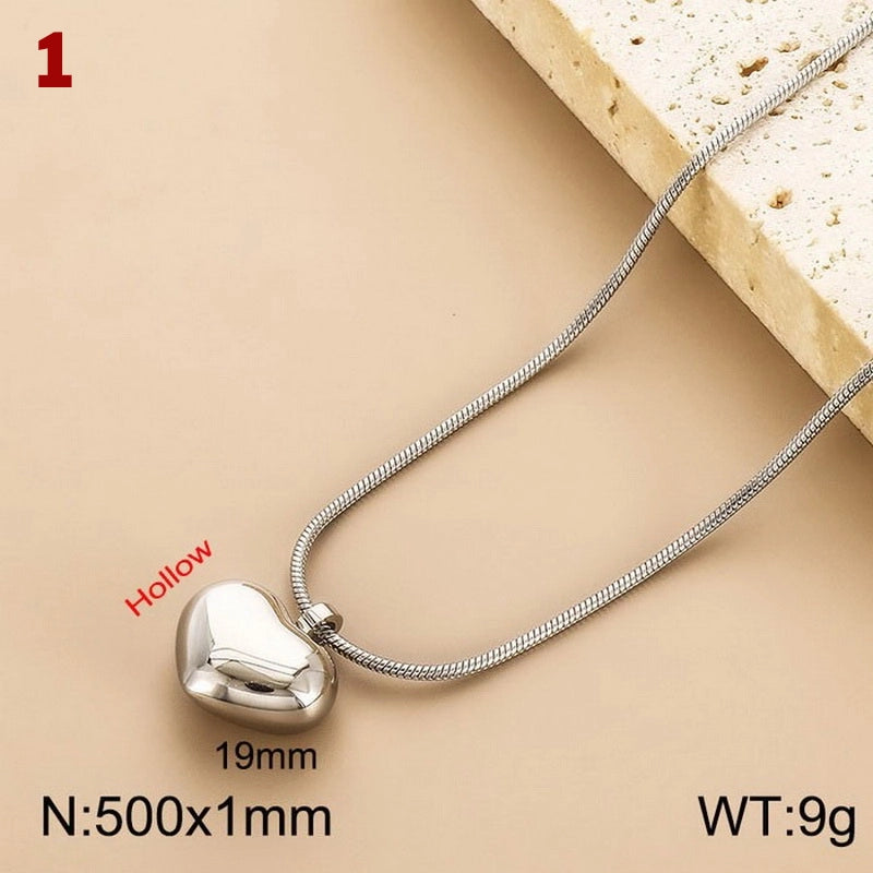 Wholesale Korean Style Heart Shape Titanium Steel Plating Pendant Necklace