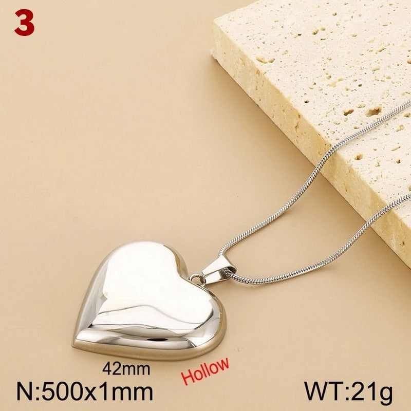 Wholesale Korean Style Heart Shape Titanium Steel Plating Pendant Necklace