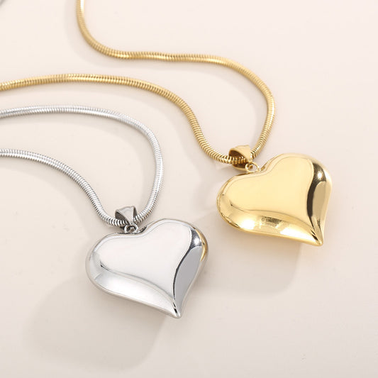 Wholesale Korean Style Heart Shape Titanium Steel Plating Pendant Necklace