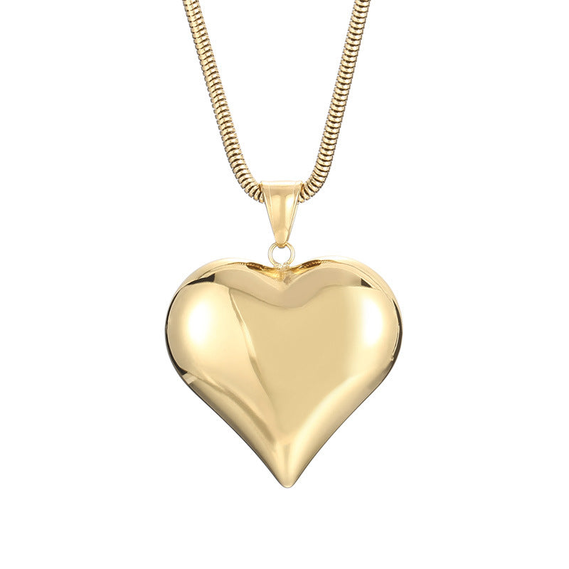 Wholesale Korean Style Heart Shape Titanium Steel Plating Pendant Necklace