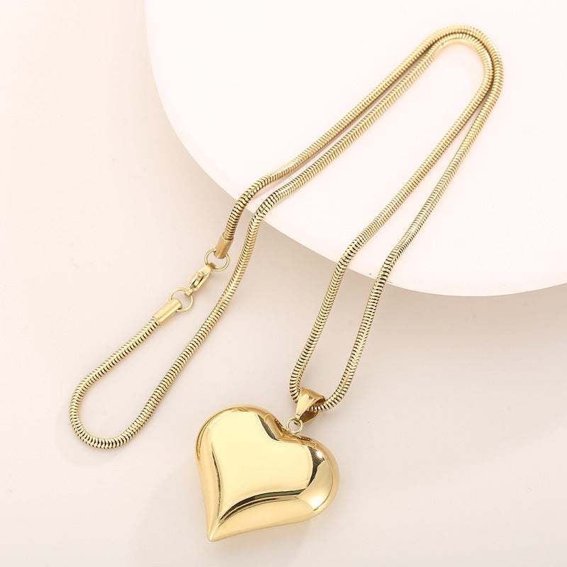 Wholesale Korean Style Heart Shape Titanium Steel Plating Pendant Necklace