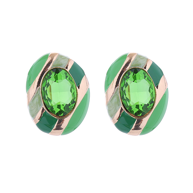 Elegant Cute Oval Flower Enamel  Ear Studs