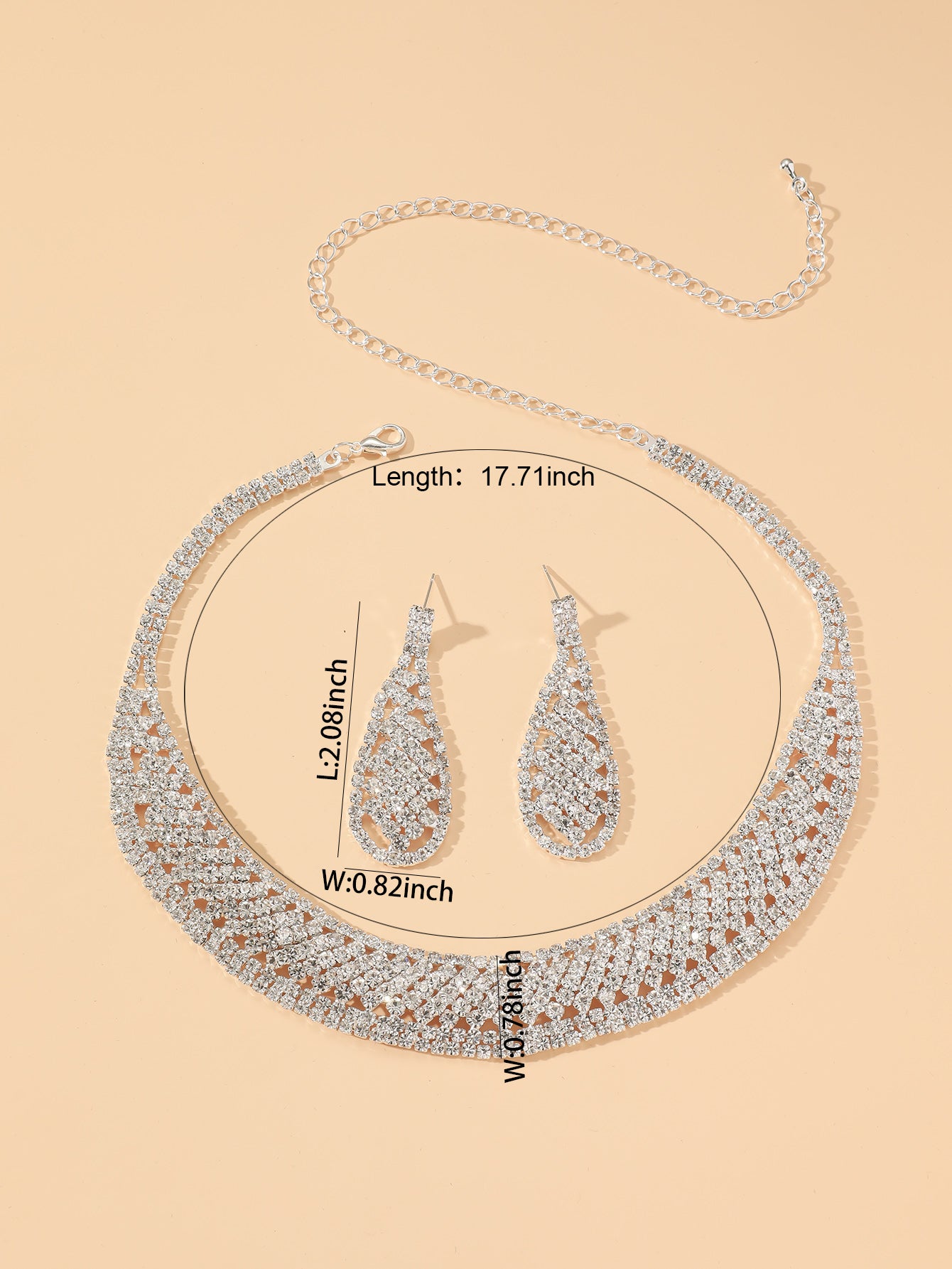 Elegant Shiny Geometric Alloy Plating Inlay Rhinestones Women's Earrings Necklace