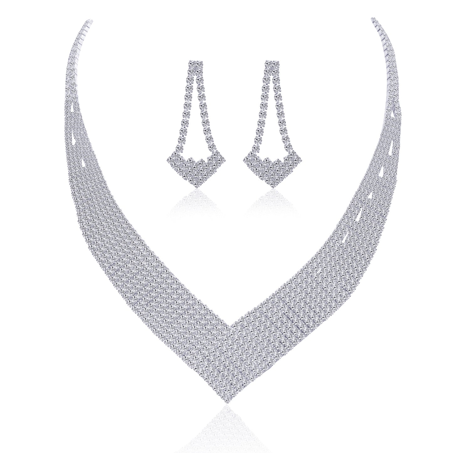 Elegant Shiny Geometric Alloy Plating Inlay Rhinestones Women's Earrings Necklace