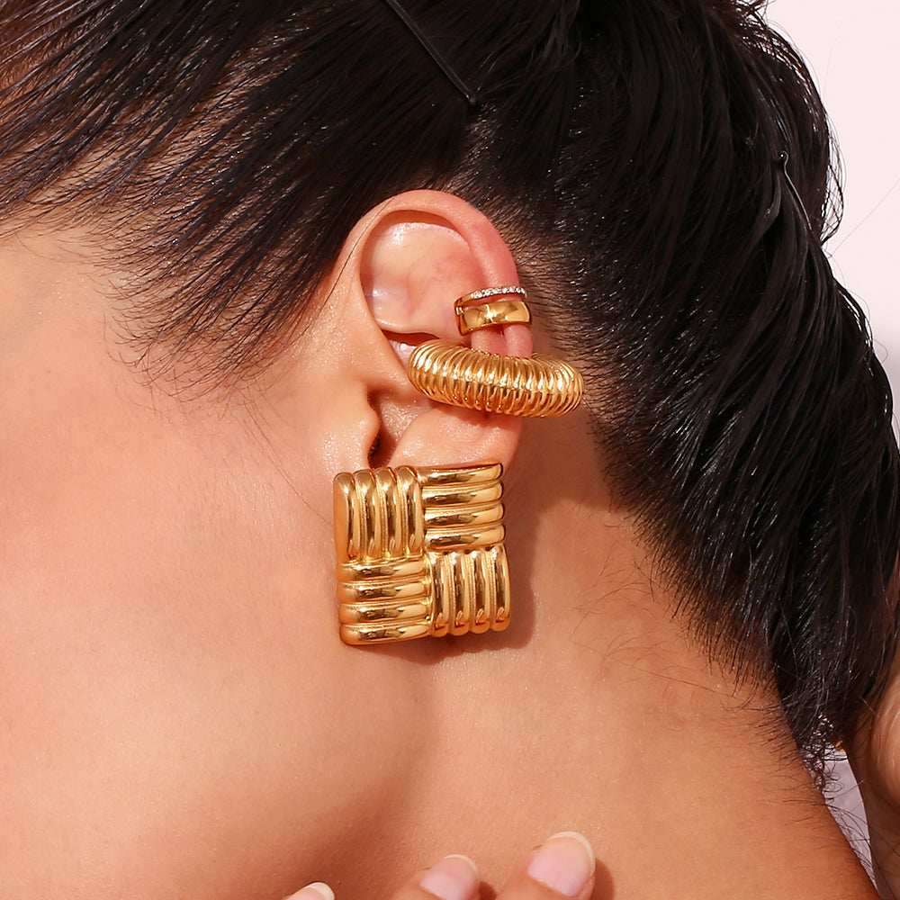 Vintage Style Simple Style Solid Color Plating Stainless Steel 18k Gold Plated Ear Studs