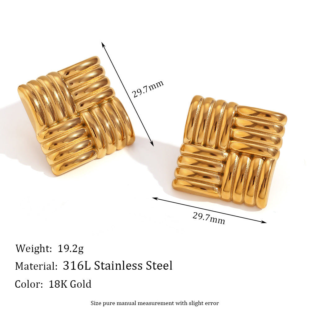 Vintage Style Simple Style Solid Color Plating Stainless Steel 18k Gold Plated Ear Studs