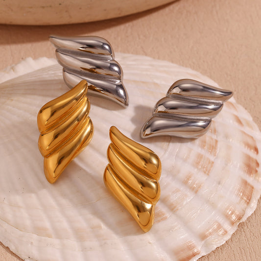 Wings  Stainless Steel 18K Gold Plated Ear Studs