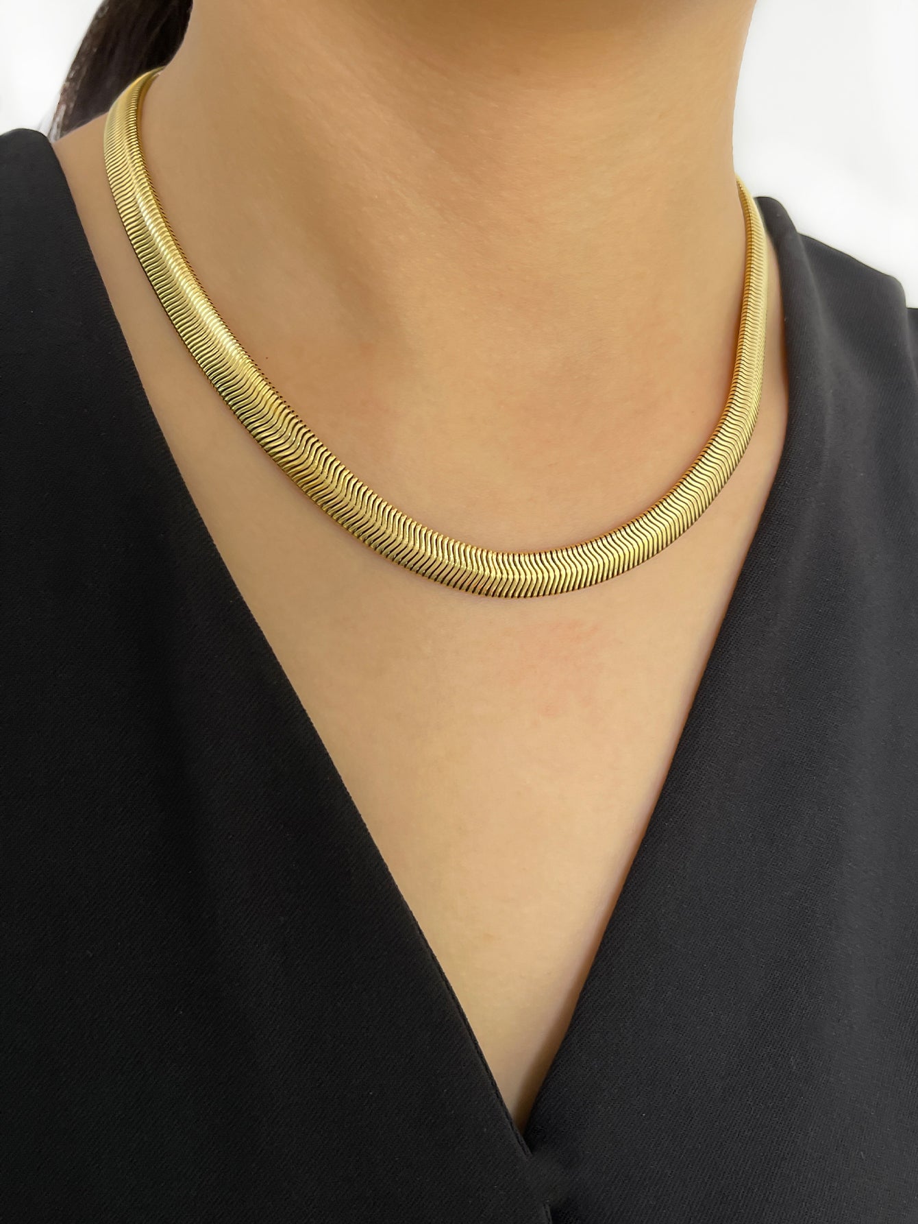 Retro Roman Style Solid Color Stainless Steel 18K Gold Plated Plating Necklace