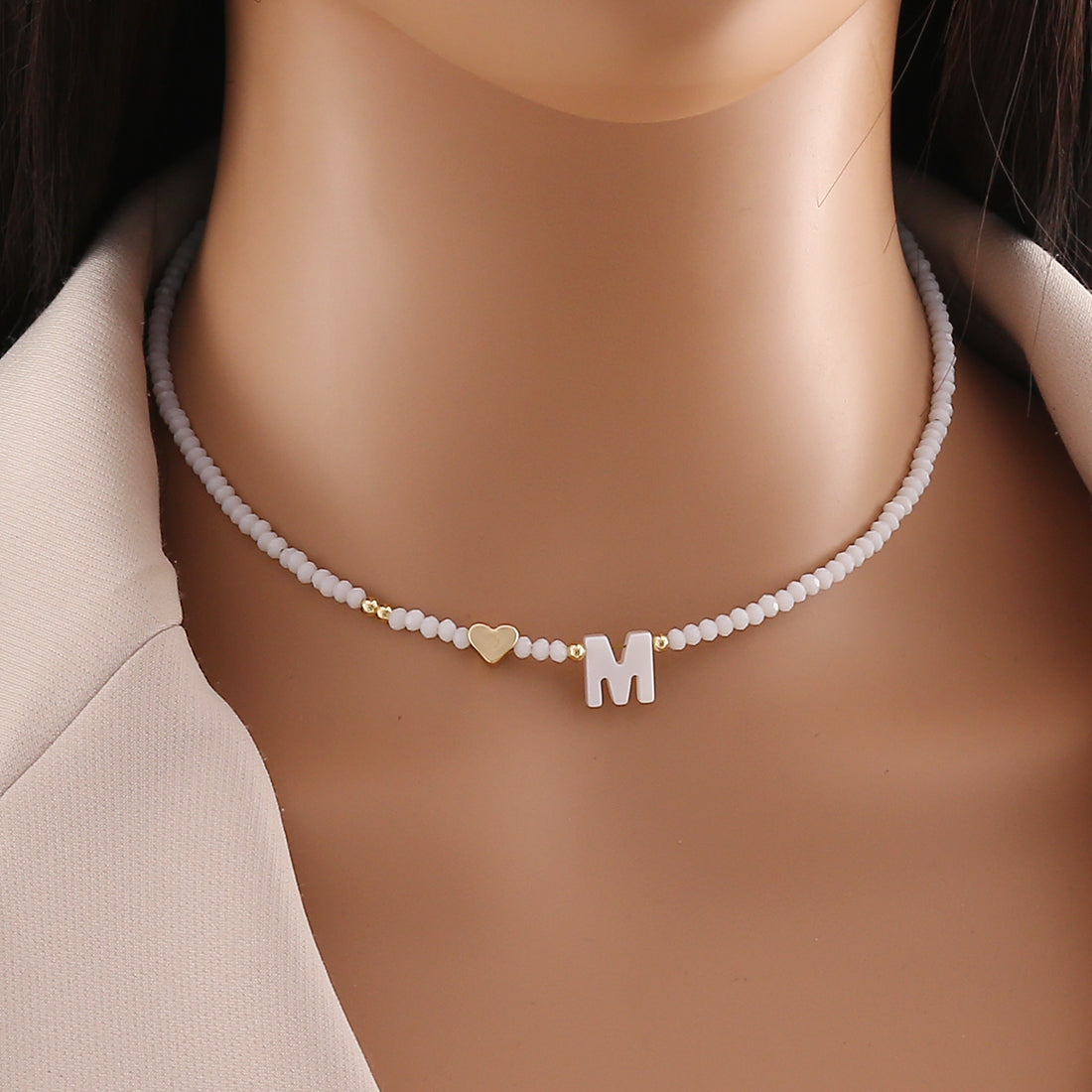 Simple Style Letter Artificial Crystal Shell Beaded Handmade Women's Necklace