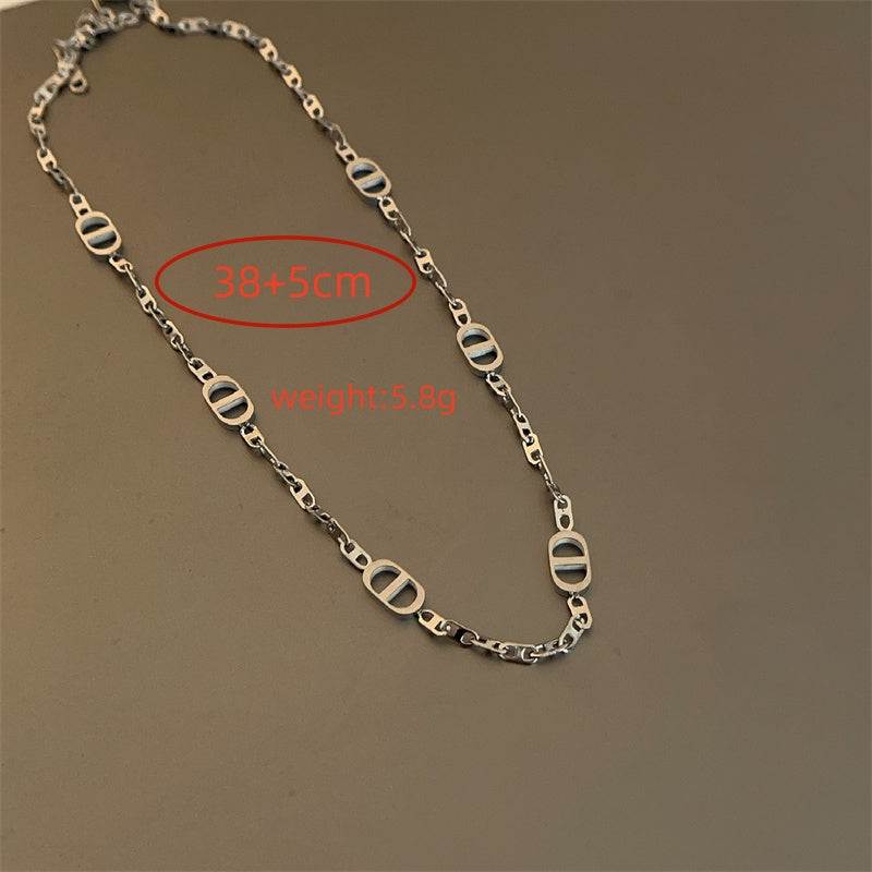Casual Hip-Hop Pig Nose Titanium Steel Patchwork Plating 18K Gold Plated Silver Plated Necklace