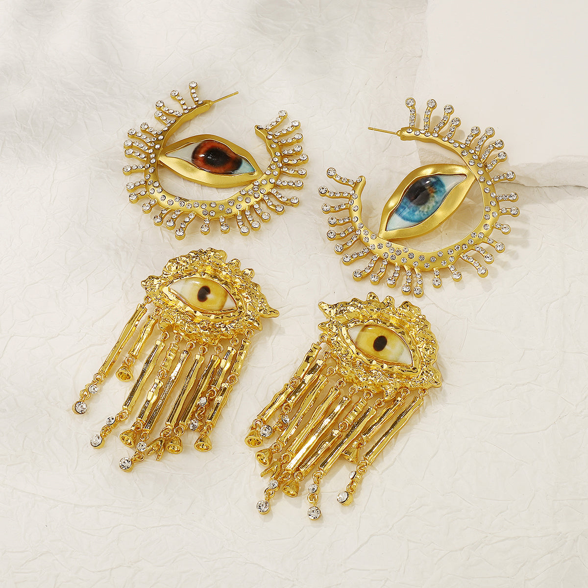 Vintage Style Exaggerated Simple Style Devil's Eye Patchwork Alloy Drop Earrings