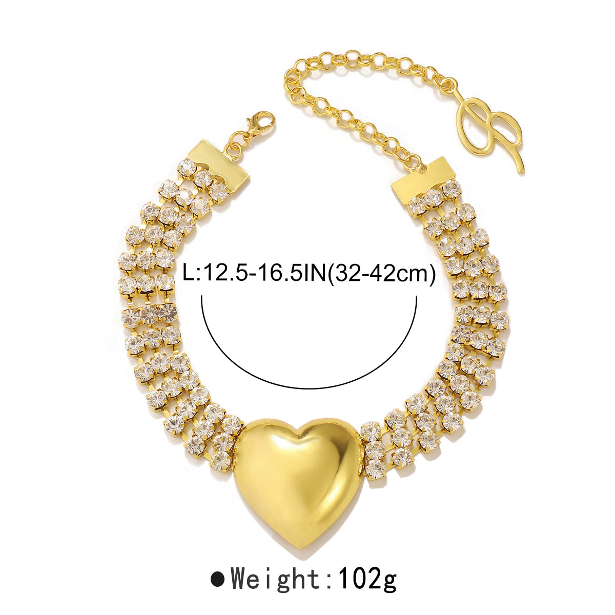 Modern Style Heart Shape Iron Rhinestones Necklace