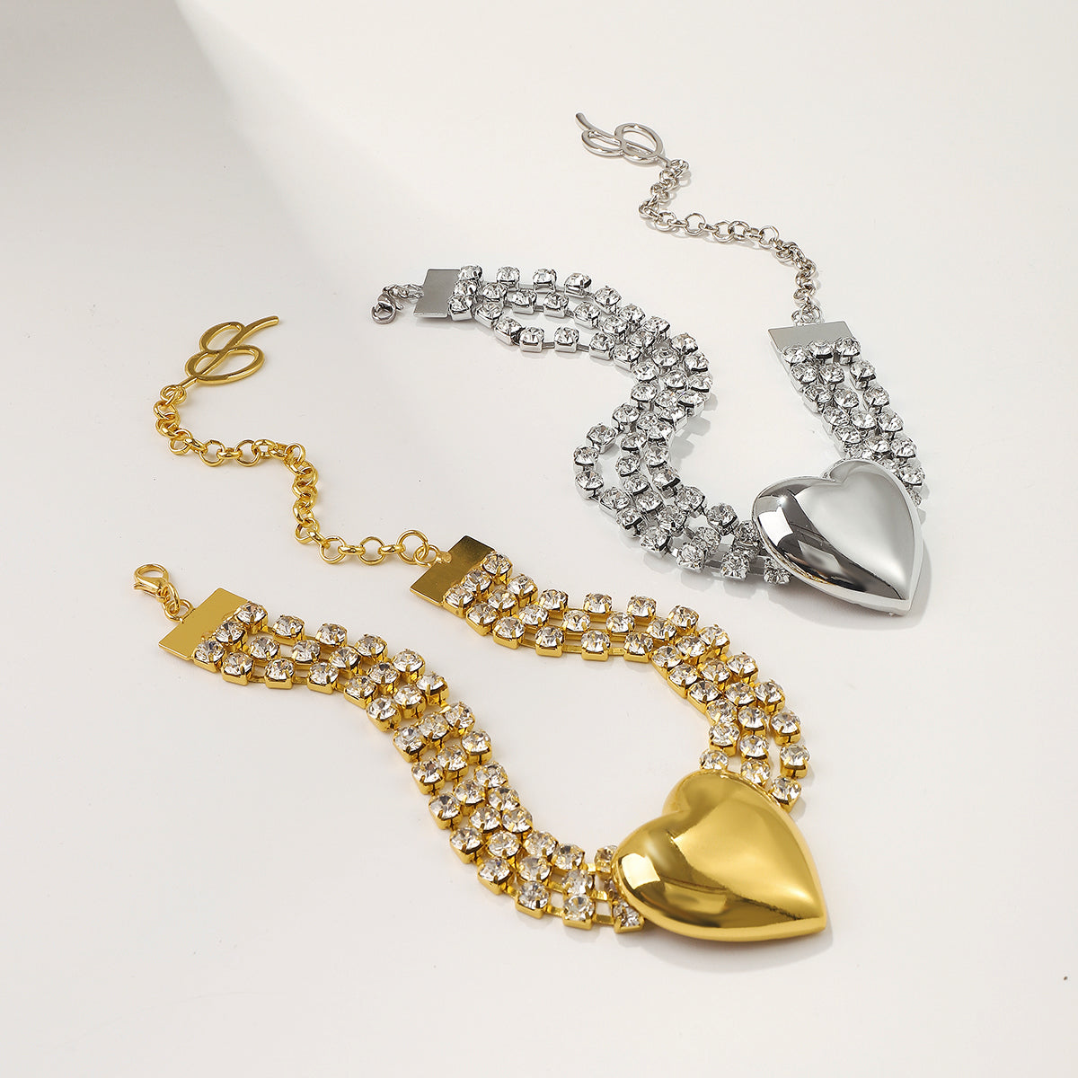 Modern Style Heart Shape Iron Rhinestones Necklace