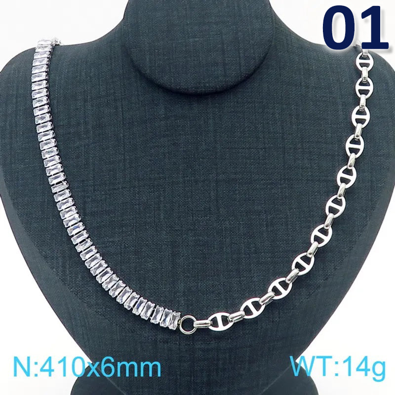 Titanium Steel 18K Gold Plated Simple Style Classic Style Inlay Solid Color Rhinestones Layered Necklaces