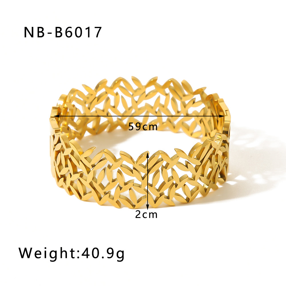 Modern Style Simple Style Round Stainless Steel Plating 18k Gold Plated Bangle