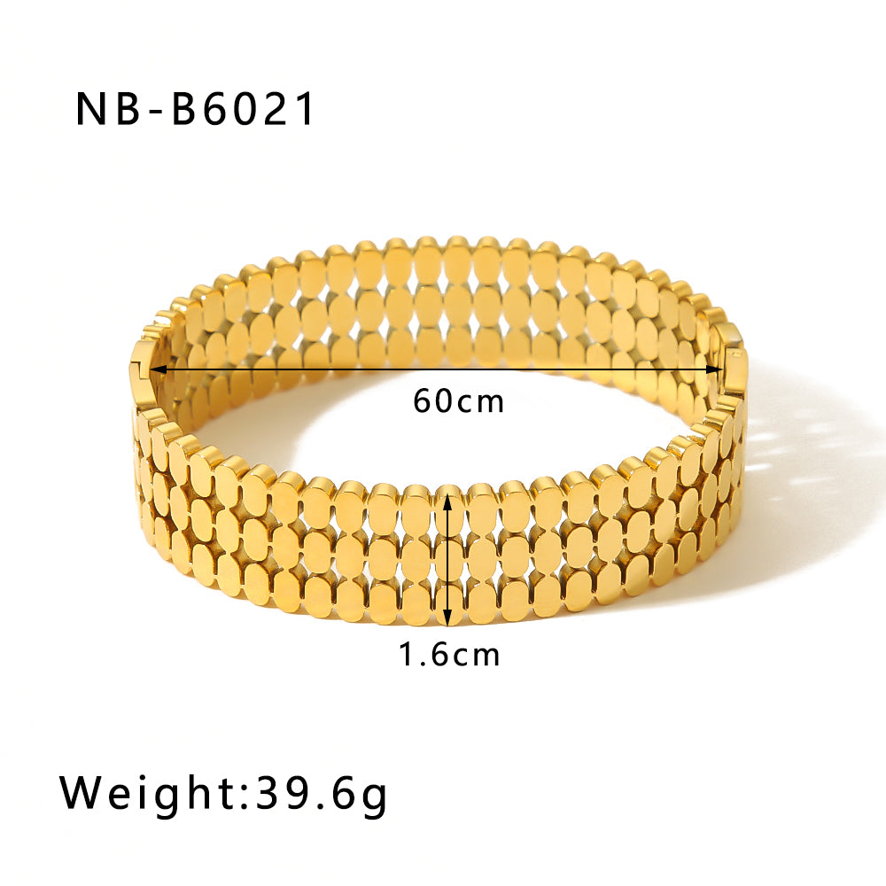 Modern Style Simple Style Round Stainless Steel Plating 18k Gold Plated Bangle