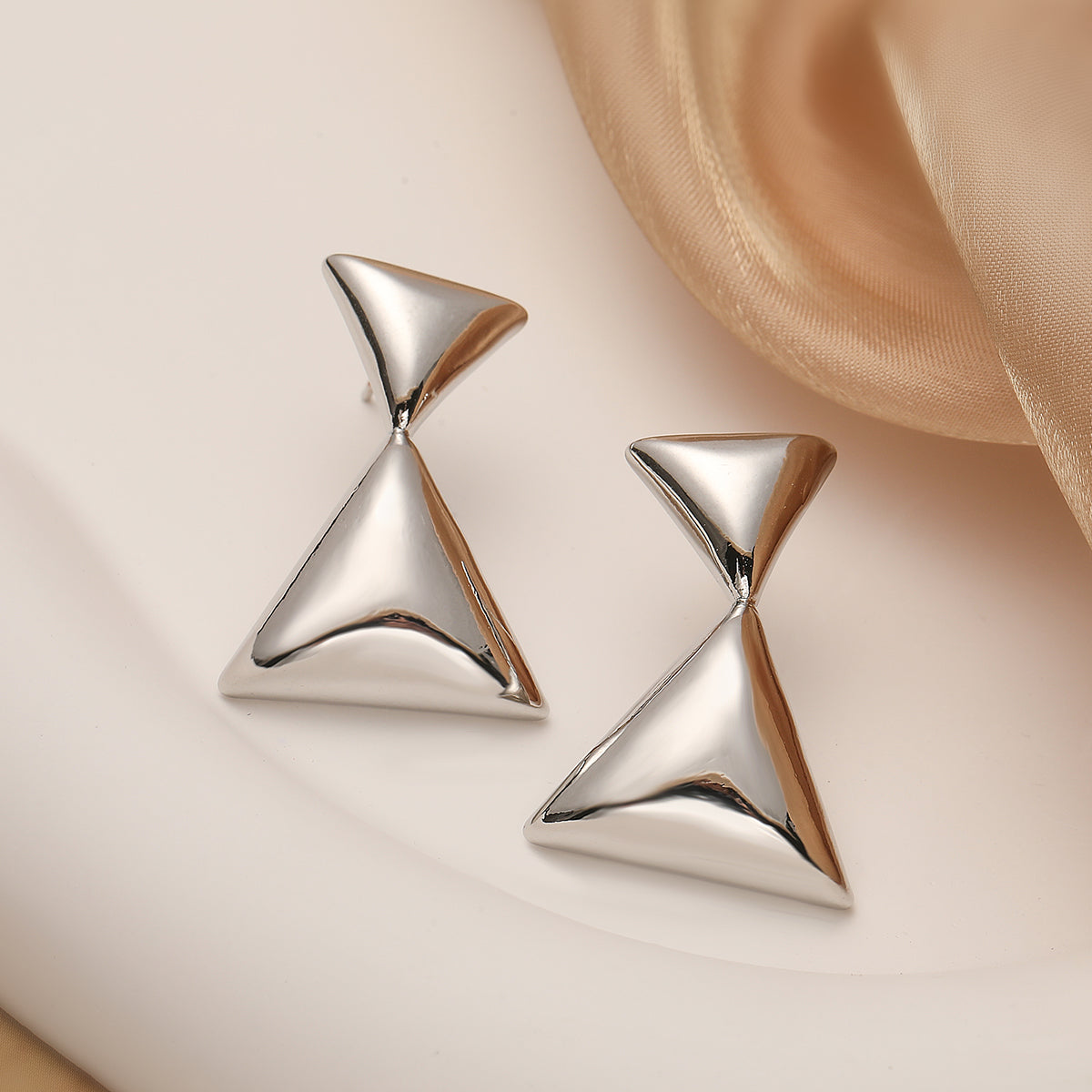 Triangle Geometric Oval Plating Copper 18k Gold Plated Drop Earrings