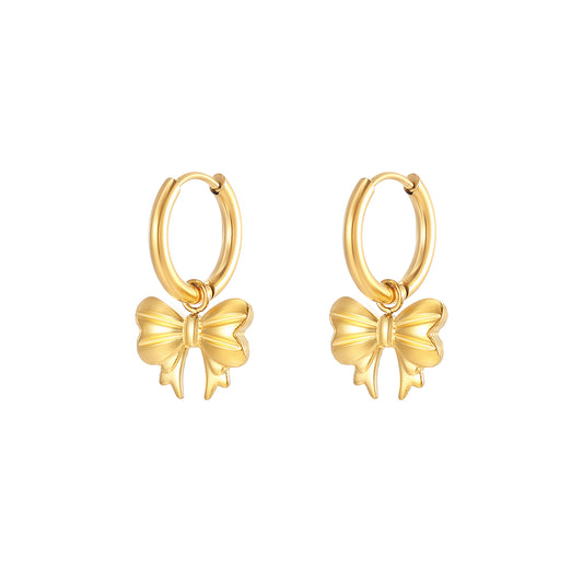 Elegant Lady Bow Knot Plating Stainless Steel 18k Gold Plated Drop Earrings