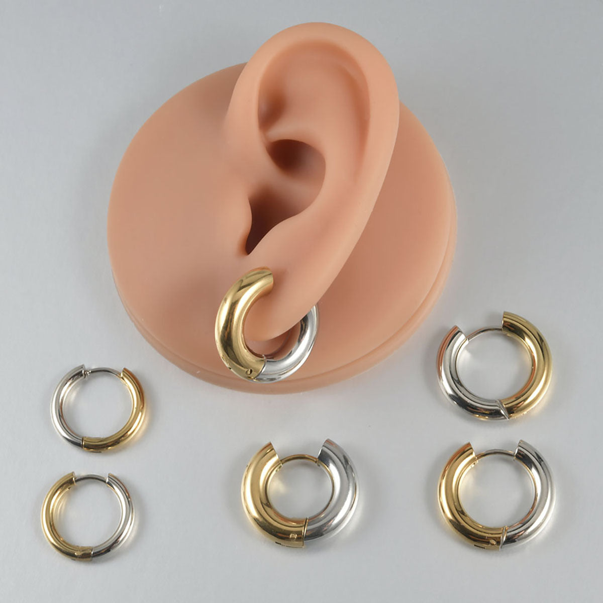 Simple Style Color Block Plating Stainless Steel Gold Plated Earrings, pack of 2 pieces