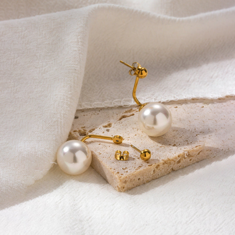 French Style Pearl Stainless Steel Ear Studs