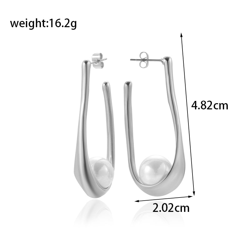 French Style Pearl Stainless Steel Ear Studs