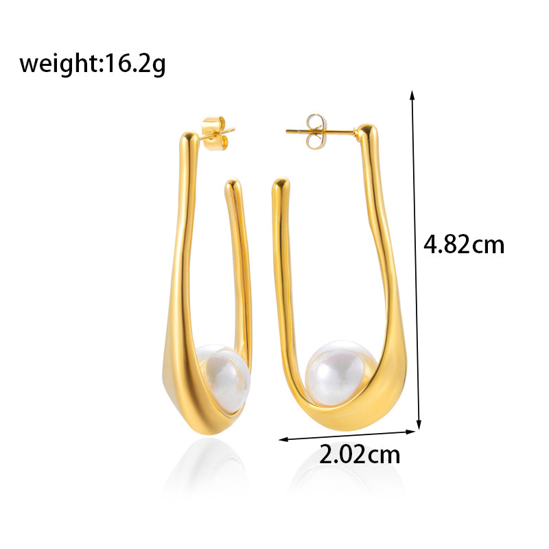 French Style Pearl Stainless Steel Ear Studs