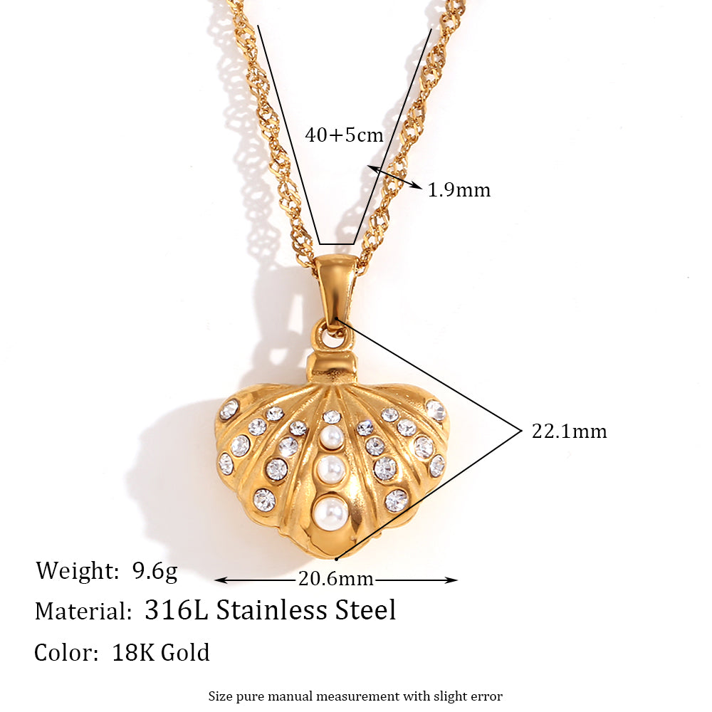 Elegant Stainless Steel Shell Ring & Necklace