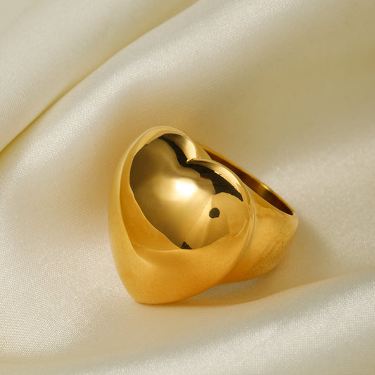 IG Style  δαχτυλίδι σε σχήμα καρδιάς από επιχρυσωμένο 18Κ ατσάλι