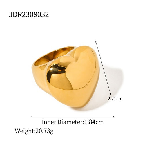 Ig Style Vintage Style Heart Shape Stainless Steel Plating 18k Gold Plated Rings