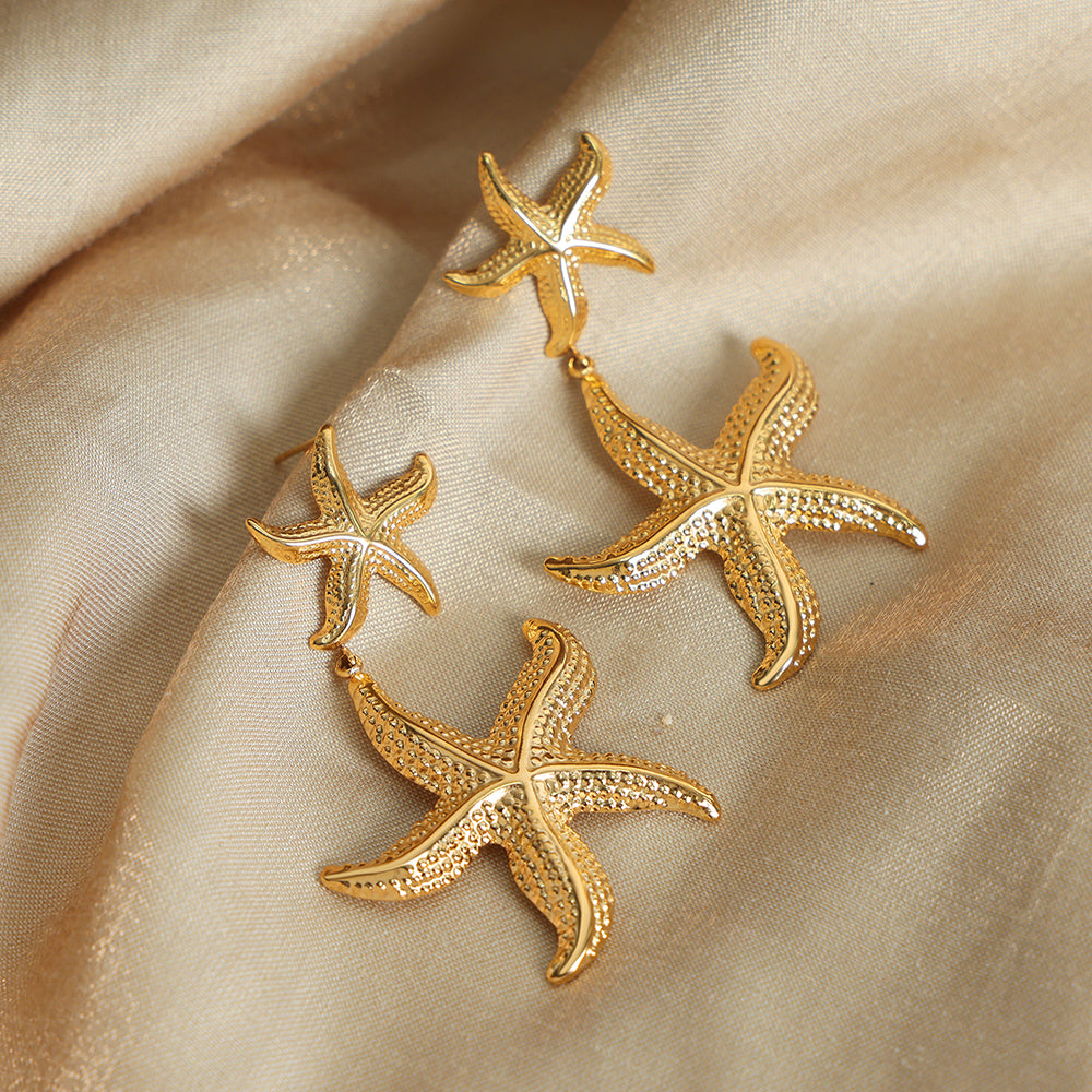Casual Vacation Starfish Plating Titanium Steel 18k Gold Plated Drop Earrings