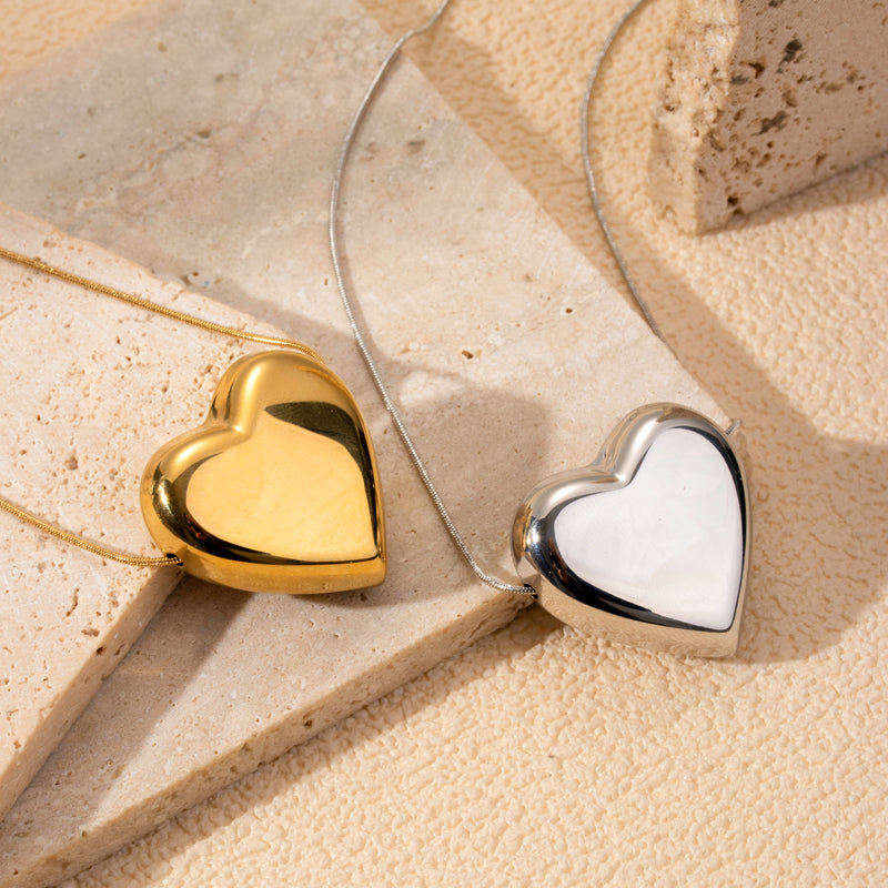 Heart Shape Stainless Steel Necklace & Earrings