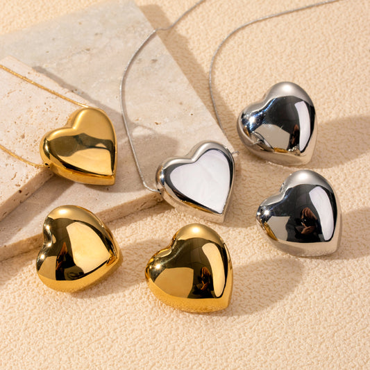 Heart Shape Stainless Steel Necklace & Earrings