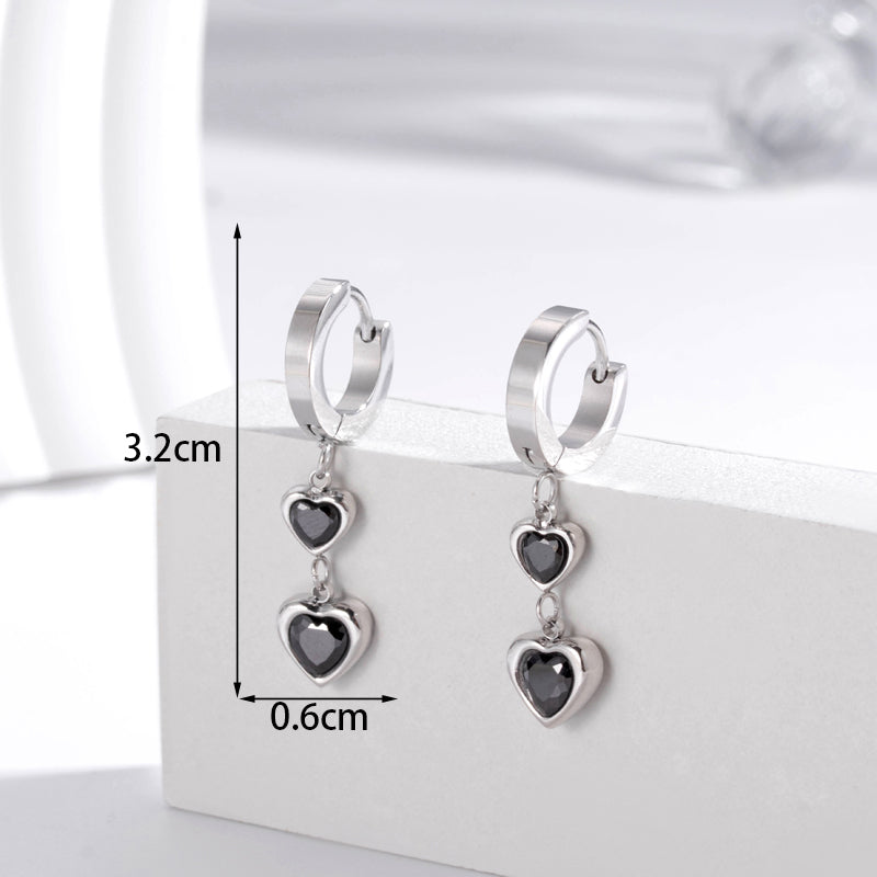 Stainless Steel Zircon 18K Gold Plated Drop Earrings